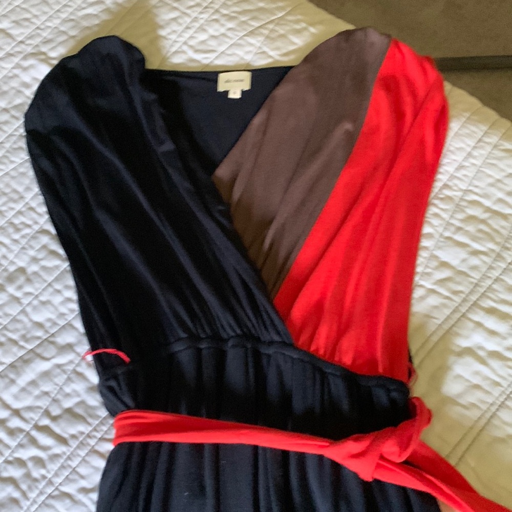 ANTHROPOLOGIE Ella Moss Dress Sleeveless Color Block Black S Jersey Cotton